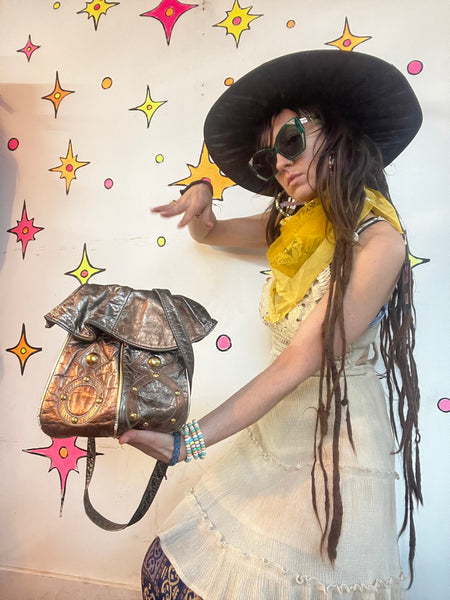 80s Metallic Purse Maximalist Silver Gold Glam Handbag Disco Statement Accessory