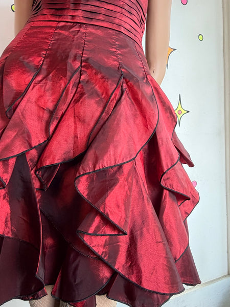 Y2K Red Iridescent Party Dress | Fairy Goth Coquette Glam Mini Dress Medium