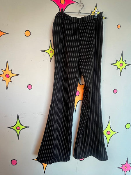 Y2K Pinstripe Mall Goth Pants Low Rise Buckle Punk Grunge Trousers S/M