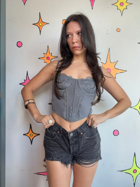 Vintage Levi's Black Denim Shorts Jean Cutoffs 90s Grunge Western Festival 27