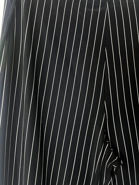 Vintage 90s Y2K Black Fairy Grunge Mall Goth Pinstripe Stretch Flares Pants SM