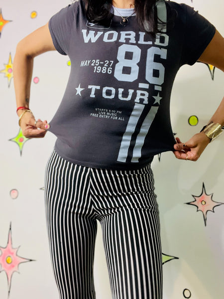 Vintage Y2K Fairy Grunge Glam Moto Racing Baby Tee - Superstar Band T Shirt - S