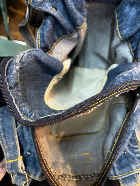 Vintage 80s Blue Denim Multi-Pocket Crossbody Bag – Fairy Grunge Boho Purse
