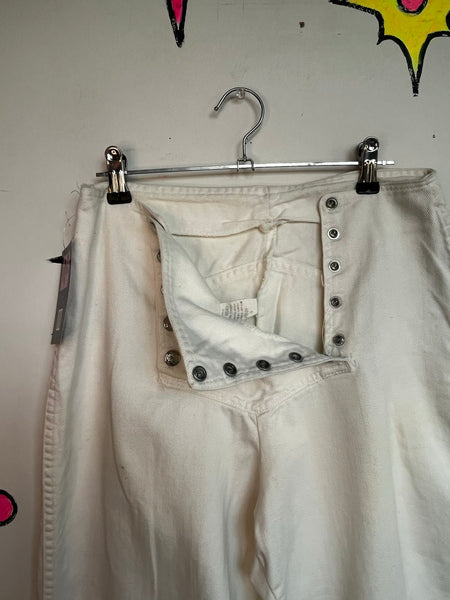 White Sailor Pants High Waist Wide Leg Trousers Nautical George Washington SM