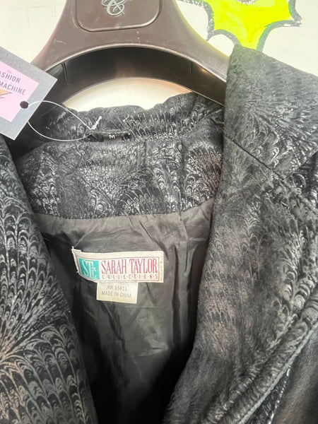 Vintage 80s Black Leather Dolman Jacket Cropped Statement Coat M