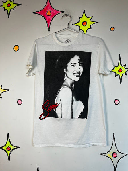 Vintage 90s Y2K Selena Tee – White Iconic Selena Quintanilla T-Shirt – Size S