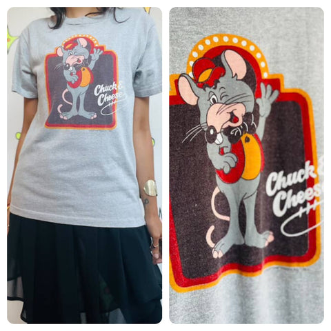 1981 Chuck E. Cheese Gray T-Shirt – Pizza Time Theatre Vintage Tee - S/M
