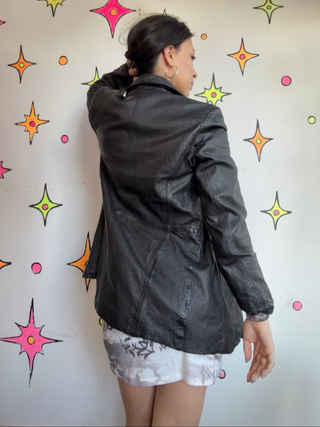 90s Y2K Leather Jacket JLC New York Grunge Goth Minimalist Rocker SM
