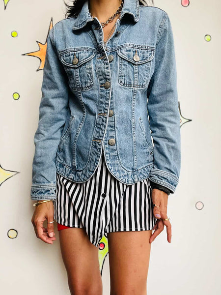 Y2K Fairy Grunge Indie Sleaze Denim Jacket – 100% Cotton - Size M