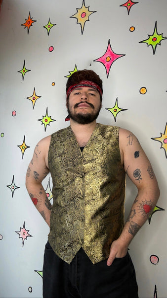 Gold Paisley Vest | Romantic Goth Victorian Revival Steampunk Waistcoat S