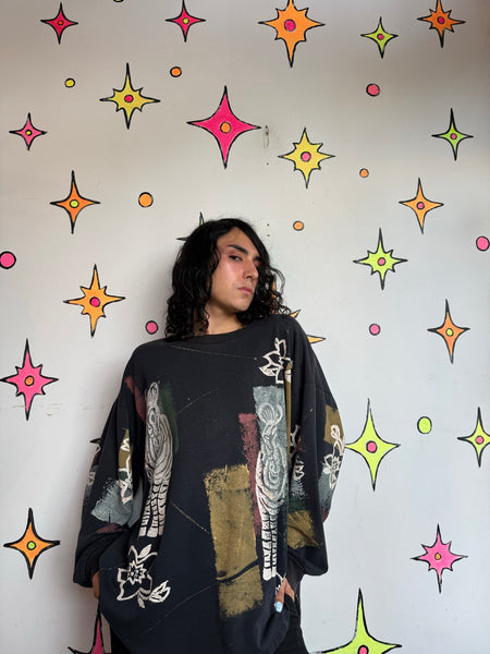 Vintage 80s Zebra Print T-Shirt | Distressed Abstract Grunge Oversized Tee XXL