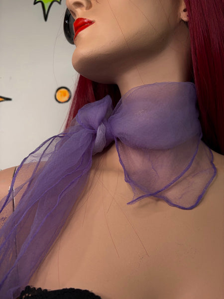 Vintage 50s 60s Purple Ombre Chiffon Neck Scarf Retro Kawaii Old Hollywood