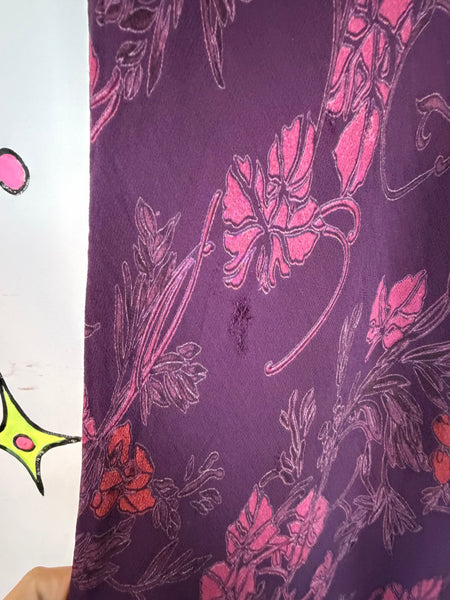 90s Purple Fairy Grunge Cowl Neck Midi Dress Ethereal Romantic Gown - M