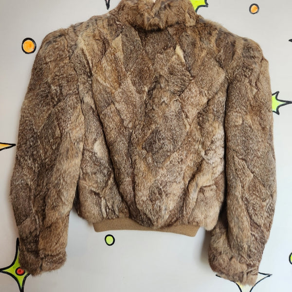 Vintage 80s | Tan Fur Coat Glam Pinup Mob Wife Coat | Medium