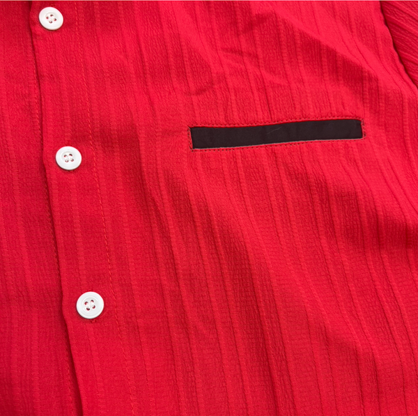 Retro 90s does 50s Men’s Red & Black Rockabilly Button Up Shirt Lightweight L