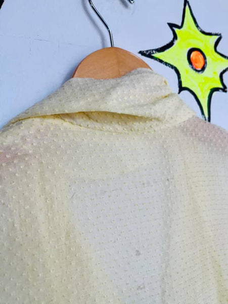 Vintage 1950s Pastel Yellow Fit & Flare Day Dress - Semi-Sheer - Size Small