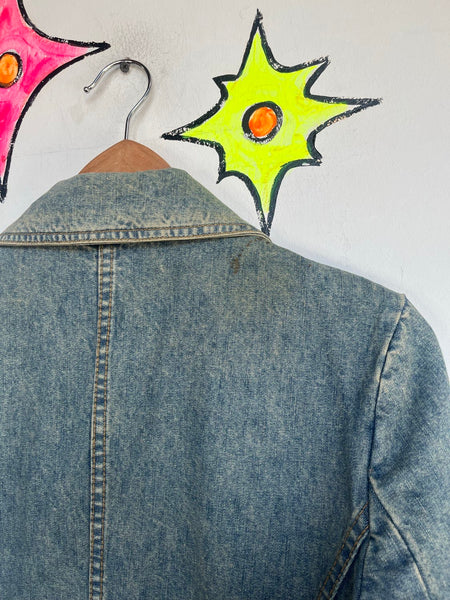 Vintage 2000s Utility Denim Trench Coat - 90s/00s Biker Western Grunge - Size M