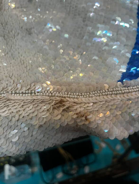 Vintage 80s Disco Glam Fully Sequin Silk Wearable Art Dolman Bat Wing Blouse M/L