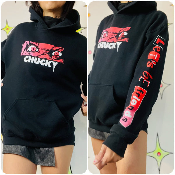 Vintage Y2K Black Mall Goth Chucky Horror Pullover Hoodie – Goth Streetwear – M