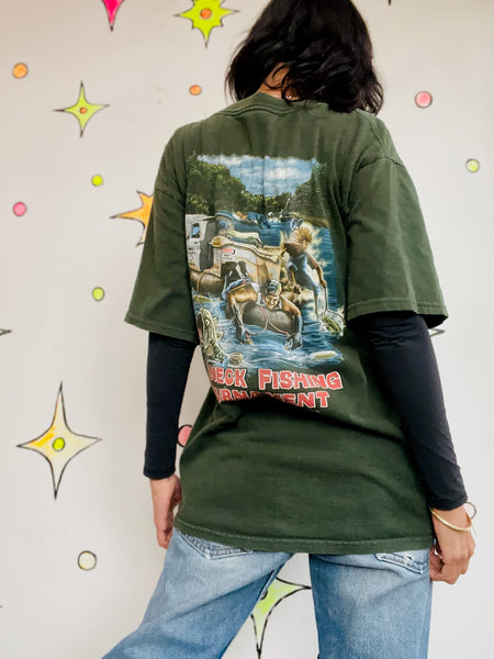 Vintage Green Redneck Sportsman Tee - Novelty Graphic Shirt ' Streetwear - Large
