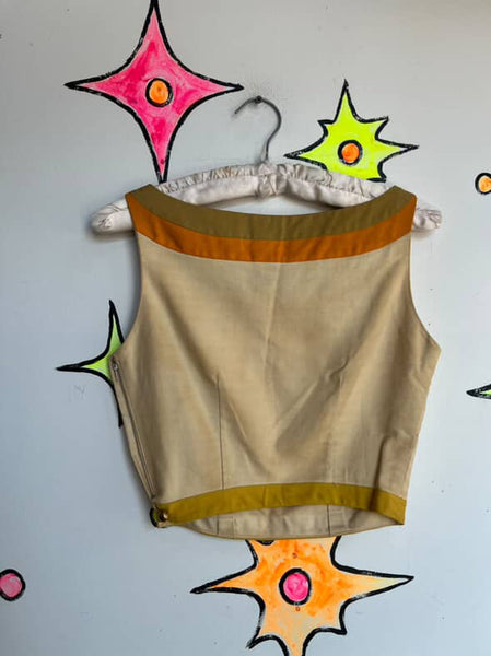 1950s 1960s Striped Crop Top – Gidget Mod Retro Pin-Up – XS Petite