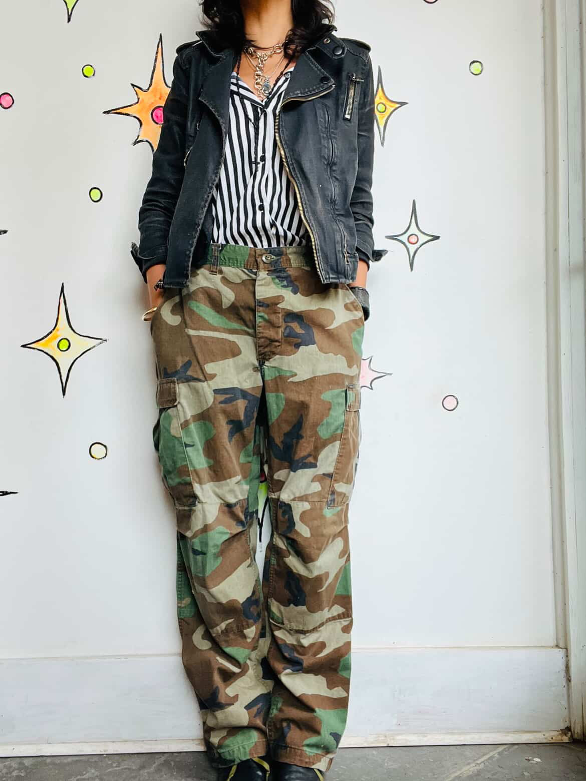 Vintage 90s Y2K Camo Cargo Pants - Grunge Boho Streetwear - 32.5" Waist