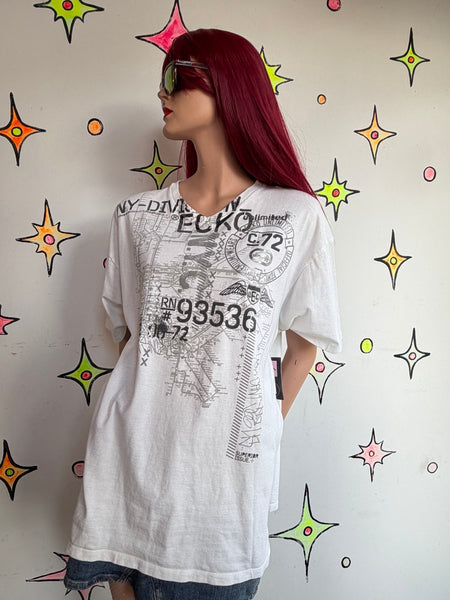 Y2K Ecko Graphic Tee Streetwear T-Shirt Skater Grunge Graffiti Print XL+