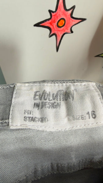 Y2K Low Rise Distressed Jeans Gray Wash Denim Fairy Grunge Boho 2000s - 16
