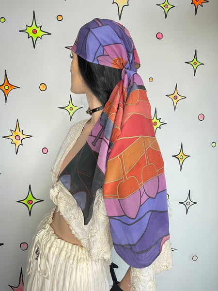 Purple & Red Silk Long Scarf | Fairy Grunge Western Gypsy 56" x 14"
