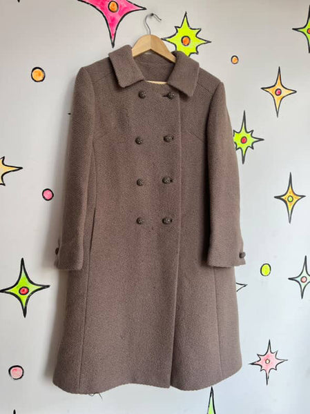 Vintage 50s/60s Wool Double Breasted Coat - Classic Old Hollywood Glam - M / L