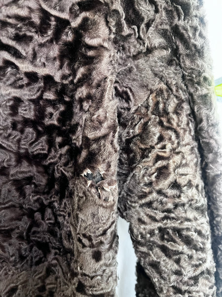 Vintage 40s 50s Persian Lambswool Fur Coat Mink Collar & Cuffs Luxury Penny Lane