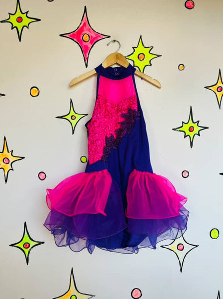 Vintage 90s Dance Clown Circus Costume – Pink Showgirl Burlesque Leotard – Small