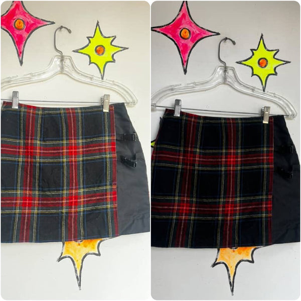 Vintage 90s Y2K | Plaid Tartan A Line Utility Mini Skirt | Punk Grunge Emo | 4