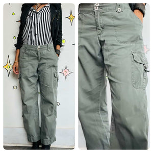 90s/Y2K Super Soft Lee Military Green Cargo Utility Pants – Distressed 9/10 M