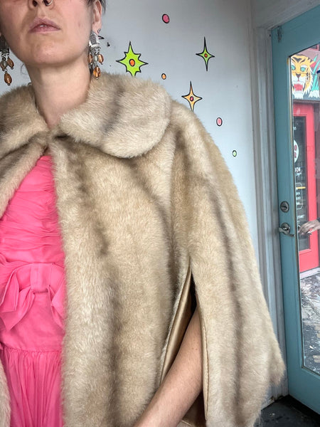 Vintage Fur Stole Cape Old Hollywood Glam Mob Wife 1950s Style