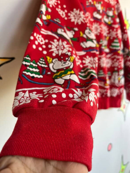 Vintage 80s Puffy Paint Teddy Bears Snowflakes Tacky Ugly Christmas Sweater ML
