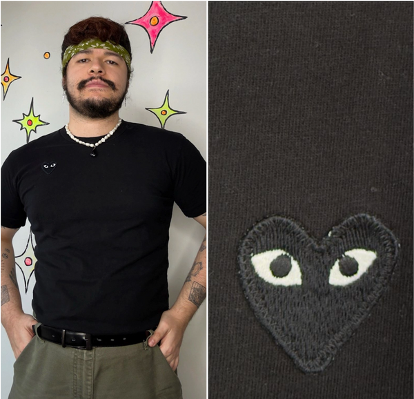 Comme des Garçons Play Heart Tee | Black Designer Graphic T-Shirt | M