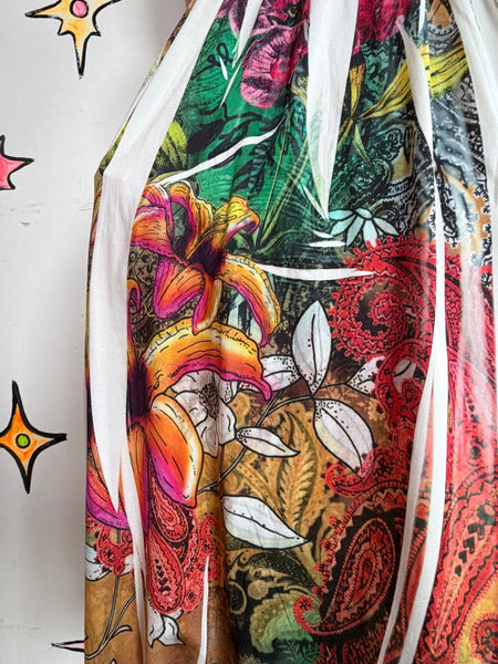 Y2K Strapless Tattoo Print Fairy Dress Cyber Grunge Ed Hardy Inspired | S