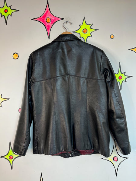 Vintage 90s Y2K Black Leather Grunge Zip Up Racing Jacket – Wilsons Leather – L