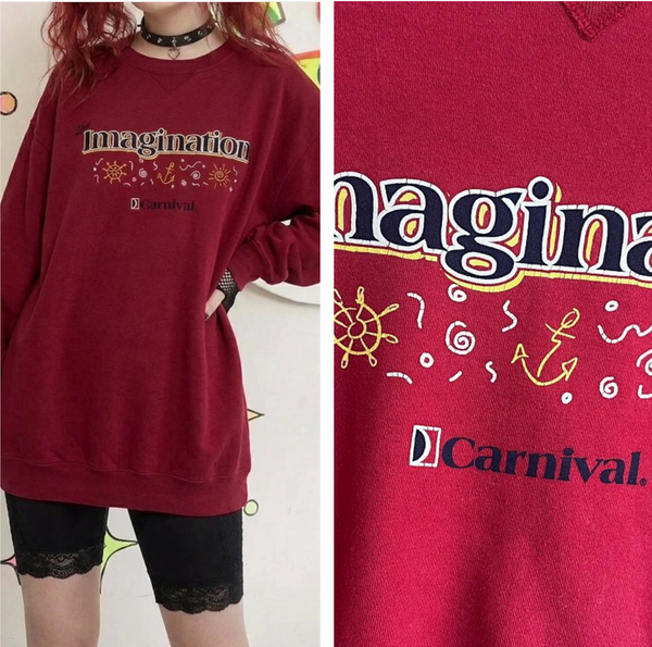 Vintage 90s Y2K | Imagination Carnival Cruise Souvenir Pullover Sweatshirt | L