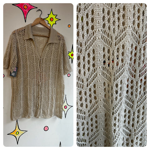 Vintage 90s Y2K | Crochet Fairy Grunge Fairycore Top or Duster Jacket | OS