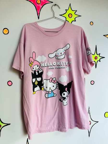 90s Y2K - Pink Hello Kitty and Friends Official Sanrio Graphic Tee T Shirt - XL