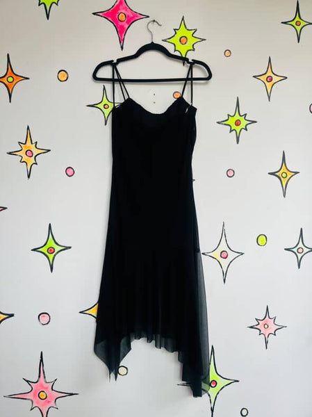 90s Y2K Black Fairy Grunge Mall Goth Babydoll Slip Dress Handkerchief Hem – 5/6