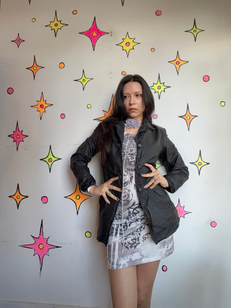 90s Y2K Leather Jacket JLC New York Grunge Goth Minimalist Rocker SM