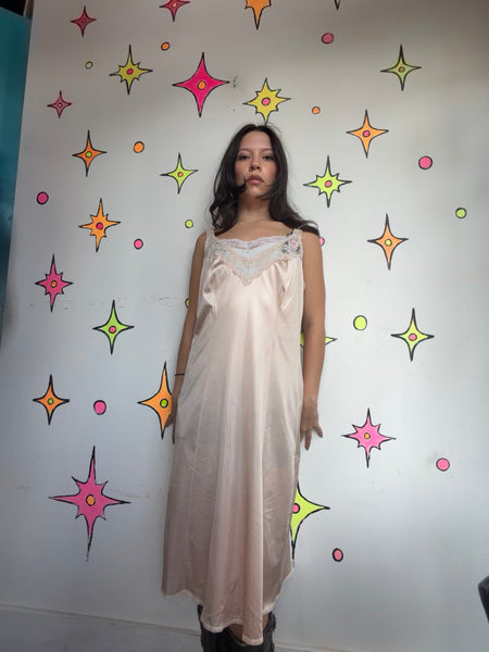 Blush Pink Lace Slip Dress | Balletcore Coquette Romantic Boudoir Lingerie M/L
