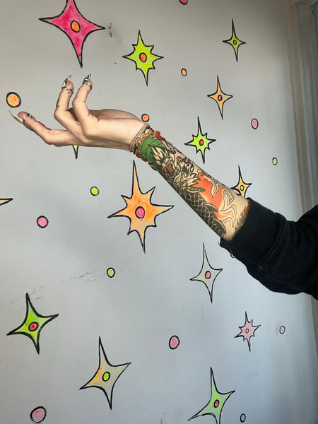Edgy Mesh Tattoo Sleeve Arm Warmer Cyber Punk Grunge Cosplay