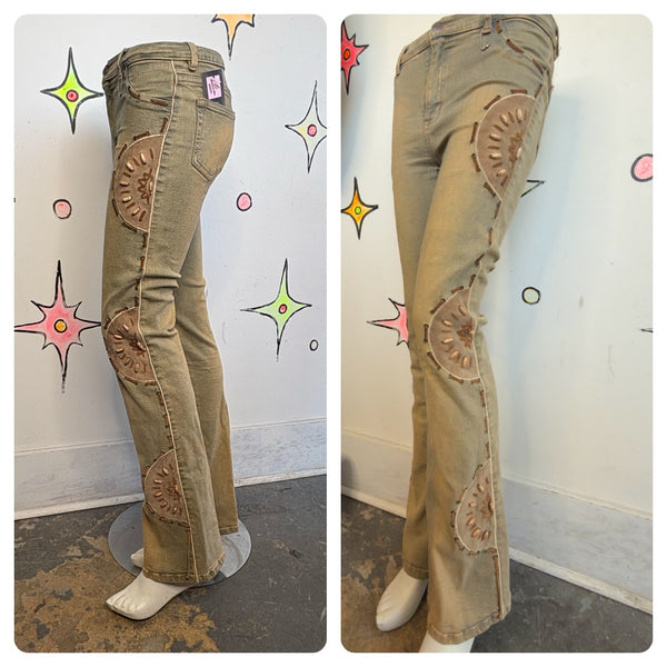 Vintage Y2K Brazil Roxx Beaded Flare Jeans Fairy Grunge Boho Stretch Denim - S