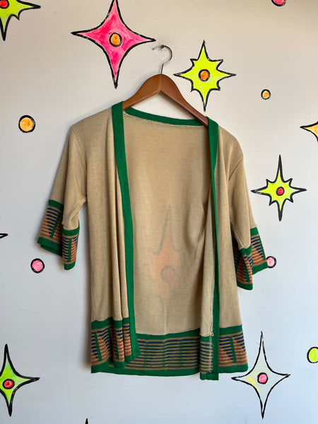 Vintage 70s Groovy Cardigan | Boho Grunge Hippie Sweater | Size S/M