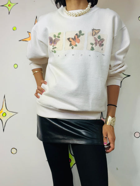Vintage 90s Butterfly Sweatshirt Soft Grunge Y2K Pullover Cozy Boho Loungewear M