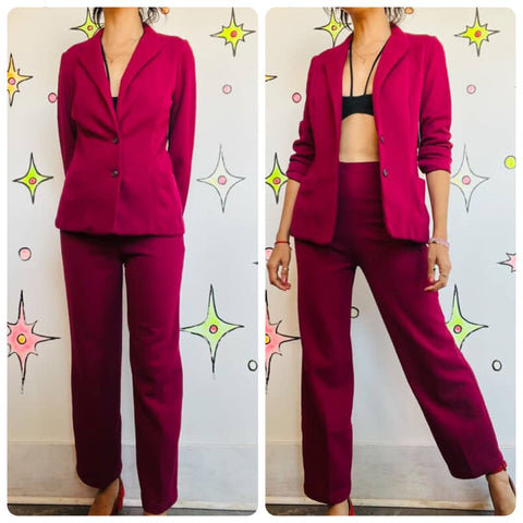 Vintage 1970s PINK Matching 2-Piece Set | Retro Boho Pant Suit | Size S–M